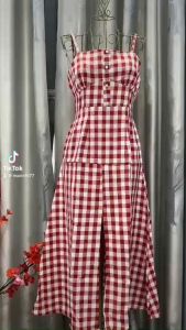 Đầm maxi Cao Cấp sọc caro 2 dây thật quyến rũ siêu hot