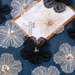 MAMASA แผ่นลูกปัดเพชร 3 มิติ แวววาว ปักลาย ผ้าลูกไม้ งานฝีมือ DIY สำหรับตกแต่งบ้าน สไตล์จีนแผ่นดินใหญ่