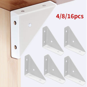 4/8/16pcs White Corner Code Triangle Bracket Right Angle Fastener Used for Bed Frames Tables and Chairs Cabinets