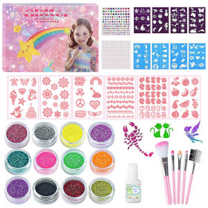 12 Màu Sắc Lấp Lánh Hình Xăm Bộ Giấy Nến Cho Người Lớn & Trẻ Em Tạm Thời Nghệ Thuật Thân Thể Trang Điểm Bộ Quà Tặng Sinh Nhật Cho Bé Gái & Bé Trai