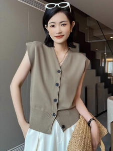 Korean Style Casual Fashionable V-Neck Vest Summer Fly Sleeve Sun Protection Knitted Open Cardigan Slimming Top Womenswear