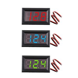 Small Digital Voltmeter With Connect Wires Voltage Gauge LED Display 2-Line DC Voltage Table Red Blue Green DC 5-120V Voltmeter