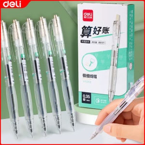 Deli Ballpen Gel Pen Quick-Drying Financial 0.35mm/0.38mm Full Needle Tube Black 1Pc