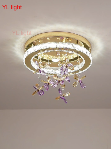 Model baru ruang tamu lampu kristal lampu kristal rumah kamar tidur lampu hias lampu langit-langit kristal mewah lampu langit-langit 3 warna LED lampu