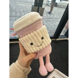 Cute Plush Crossbody Bag Cartoon Doll Handbag Soft Shoulder Bag for Women Trendy Milk Tea Cup Cover Small Size Sweet Style