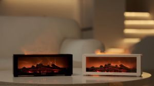 Creative Fireplace Air Humidifier Pelembap Flame Essential Oil Diffuser Aroma Humidifier With LED Light & Remote Control for Home Gift