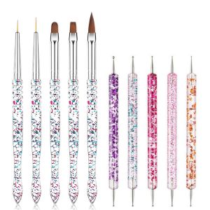 Bộ Cọ Vẽ Móng 10 Món - 5 Cọ Vẽ & Cọ Kẻ Viền 5 Dụng Cụ Chấm Điểm Cọ Móng Bằng Nylon Dùng Cho Salon Chuyên Nghiệp