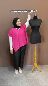 Siselyo Vara Kaos Oversize – Blouse Wafle Tangan Pendek Jumbo – Blouse Wanita Slit Plus Size – Atasan Muslimah