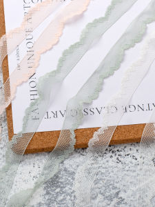 ผ้าแต่งขอบลูกไม้ยางยืดสีชมพูกว้าง 1.7 ซม. ผ้าสำหรับทำเสื้อผ้าเด็กและเสื้อชั้นใน DIY ผ้าฝ้ายที่นุ่มและปลอดภัย