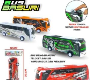 MAINAN BUS BASURI BESAR / BUS TELOLET PLUS STIKER STROBO MATA PLUS BATU BATRAI 3 PC