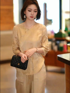 New Chinese Style Womens Retro Shirt Collar Top Button down Elegant Personality Tang Costume Summer New Arrival Small Shirt