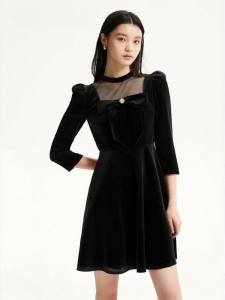 Vero Moda | Đầm Ngắn Nẹp eo Phong Cách Retro Chất liệu Velvet Mesh
