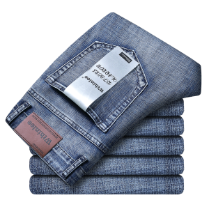Business Mens Jeans Casual Straight Stretch Fashion Classic Blue Work Denim Trousers Male WTHINLEE Brand Clothing Size 28-40