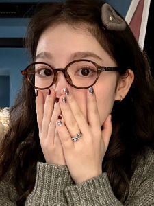 Retro Tortoiseshell Glasses Frame Women High Prescription Flat Light Small Frame Optical Glasses Frame for Nearsightedness