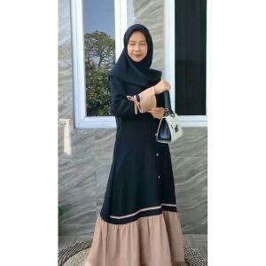 Gamis Azwa Crinkle Airflow Kancing Lengan Pita Terbaru dan Termurah