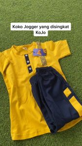 Setelan anak laki laki kojo koko kaos & celana jogger usia 3 sampai 12 tahun bahan tidak panas desain simple elegant