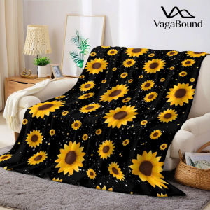 BILIBILI | sunflower black sparkle Flannel Blanket Warm Soft Halloween Christmas Decorative Couch Warm Cozy All-Season Gift