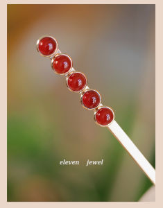 Natural Red Agate New Chinese Style Hairpin Womens Ancient Style Hair Accessories Simple Daily Use Hairpin Original Design