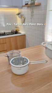 freemir panci stainless steel ukuran 16cm dengan tutup untuk merebus makanan berkuah sup peralatan makan perlengkapan masak dapur bahan food grade berkualitas bebas pfoa/bpa
