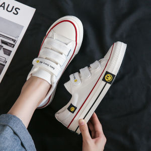 New 2025 Magic Stick White Sneakers Womens Spring Versatile Casual Shoes Mens Flat Buckle Canvas Shoes Couple Matching Low Top Rubber Sole