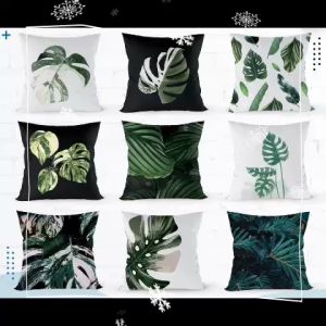 หมอนอิง หมอน หมอนหนุน ลายใบไม้ด่าง หมอนอิงผ้าไมโครป้องกันไรฝุ่น ใยสังเคราะห์คุณภาพดีเกรด A ไม่อับชื้น