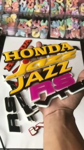 EKSTERIOR VARIASI MOBIL TULISAN EMBLEM JAZZ I-DSI DAN ALL NEW JAZZ HONDA 3 DIMENSI TIMBUL
