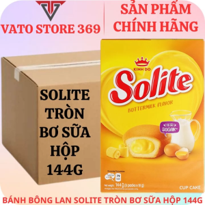 Bánh bông lan SOLITE tròn kem bơ sữa hộp 144g