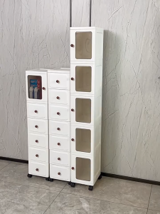 HETEE Gap Storage Cabinet with Wheels & Removable Drawers Transparent Plastic Organizer for Kitchen Bathroom Bedroom