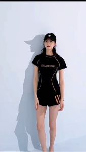 SURFswimming suit women 泳衣 Lady Swimwear Design Short Sleeve With Swim Pants Simple Chic Sport Woman Swimming Suit plus size swimsuit women 游泳装女 plus size swimsuit women 泳衣女装保守 woman swimming suit Others 2pcs swimming suit women 泳衣女