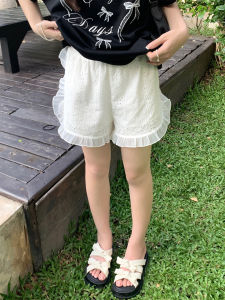 Cozydays High Waist Hollow out Five-Quarter Casual Pants Loose Fit Summer Thin Outerwear Shorts for Women Versatile Casual Trousers