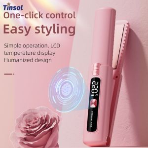 TINSOL New Mini Wireless Straightener Portable Curler Multi-Function Professional Hair Styling Tool 6 Temperature Settings