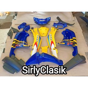 Cover Body Fullset Halus Kasar Suzuki Satria R Lumba 2Tak Warna Biru Kuning