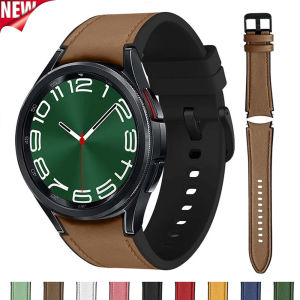 Silicone+Leather Strap for Samsung Galaxy Watch 6 5 Pro 40mm 44mm Adjustable Band Watch6 4 Classic 47 43mm 46mm Bracelet