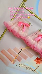Rok Ballerina Perempuan Motif Pita Pink