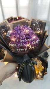 Preserved Baby Breath Bouquet Dry Baby Breath with Led Lights Bunga Gipsophila baby breath Happy Birthday / Graduation /Valentines Days 永生满天星干花花束