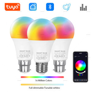 Tuya Bluetooth LED Bulb Lamps Dimmable 15W 18W E27 B22 220V RGBCW Color Change Smart Life APP Group Control Music Rhythm Timing