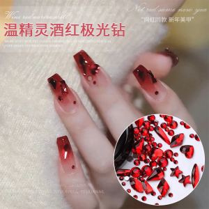 Red Pomegranate Color Nail Art Glitter Rhinestone Jewelry Irregular Shape Flat Bottom Sparkling Diamond for Beauty Tools