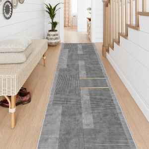 VIKAMA Modern Minimalist Geometric Runner Rug Entrance Hallway Anti-Slip Doormat Balcony Kitchen Rug Home Decor