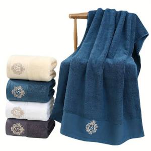 70x140cm Embroidered Cotton Towel Cover Oversized Bath Towel Blue White Hand Face Men Women Adult Personalized Gift Towels 수건 세트