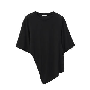 Cool and Breathable Tencel Blend Snow Texture Irregular Mid-sleeve T-shirt