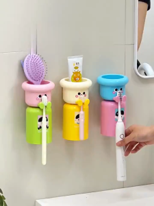 LD-C1337 Tempat Sikat Gigi Tempel Magnet Karakter Anak Lucu / Magnetic Toothbrush Holder Set Cangkir