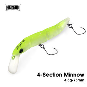 Kingdom Jointed Fishing Lure 70mm 4.3g Sinking 4-Section Minnow Lure Single Hook Wobber Trout Stream Freshwater Artificial Bait