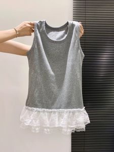 QIAOCHENXIAN | Lace Hem Camisole Top Large Size Cotton