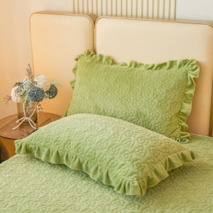 Winter Thickened Coral Milk Velvet Pillowcase Pair Princess Style Cotton Sandwiched Fluffy Pillowcase Single 48x74cm