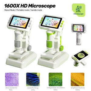 Microscope for Kids Children Microscope with 3.97 Inch Screen 1600x Zoom Mini Handheld Microscope Camera Christmas Birthday Gift