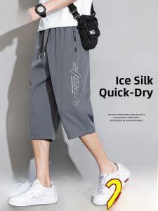 ROMON | Lomond Mens Ice Silk Shorts Summer Thin Elastic Outdoor Beach Casual Sports Loose Fit Youth Active Seven-Foot Length Pants