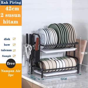 MJ88 Rak Piring Dapur Stainless Steel Penyimpanan Rak Pengering Rak Mangkok Piring /Cuci Piring Wastafel Rak Piring Stainless Rak Rak Dapur Piring /Rak Piring 2 & 3 Tingkat /Rak Dapur Rak Piring Rak Serbaguna Rak dish Drainer /Rak Piring 2 & 3 Susun Super