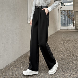 LD | Wool Blend High Class Drape Trousers Flare Pants Slim Straight Tapered Ankle Length Casual Off-White