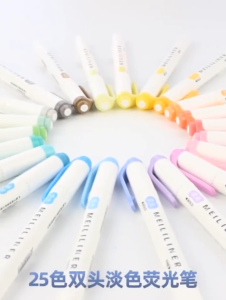 5Pcs Double Head Highlighter Pen Set Morandi Marker Pen Candy Colors Highlighter Student Stationery