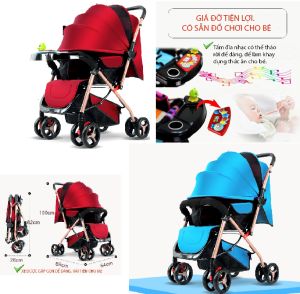 XE ĐẨY TRẺ EM 2 CHIỀU - 3 TƯ THẾ nằm - ngả - ngồi CÓ bộ phát NHẠC cho bé - Xe đẩy 1 chiều gấp gọn